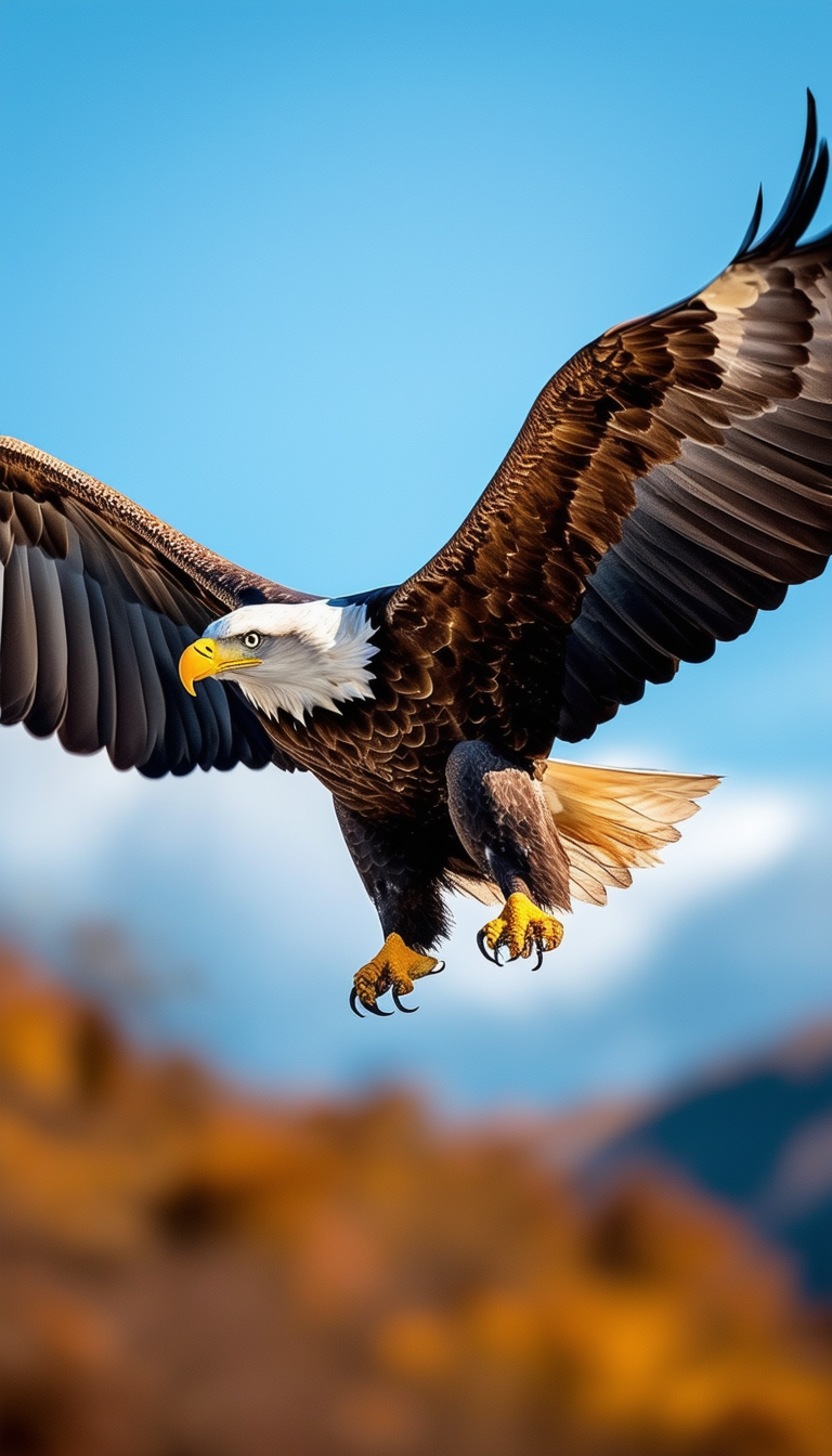 "Eagle Soaring Over Autumn Mountains"