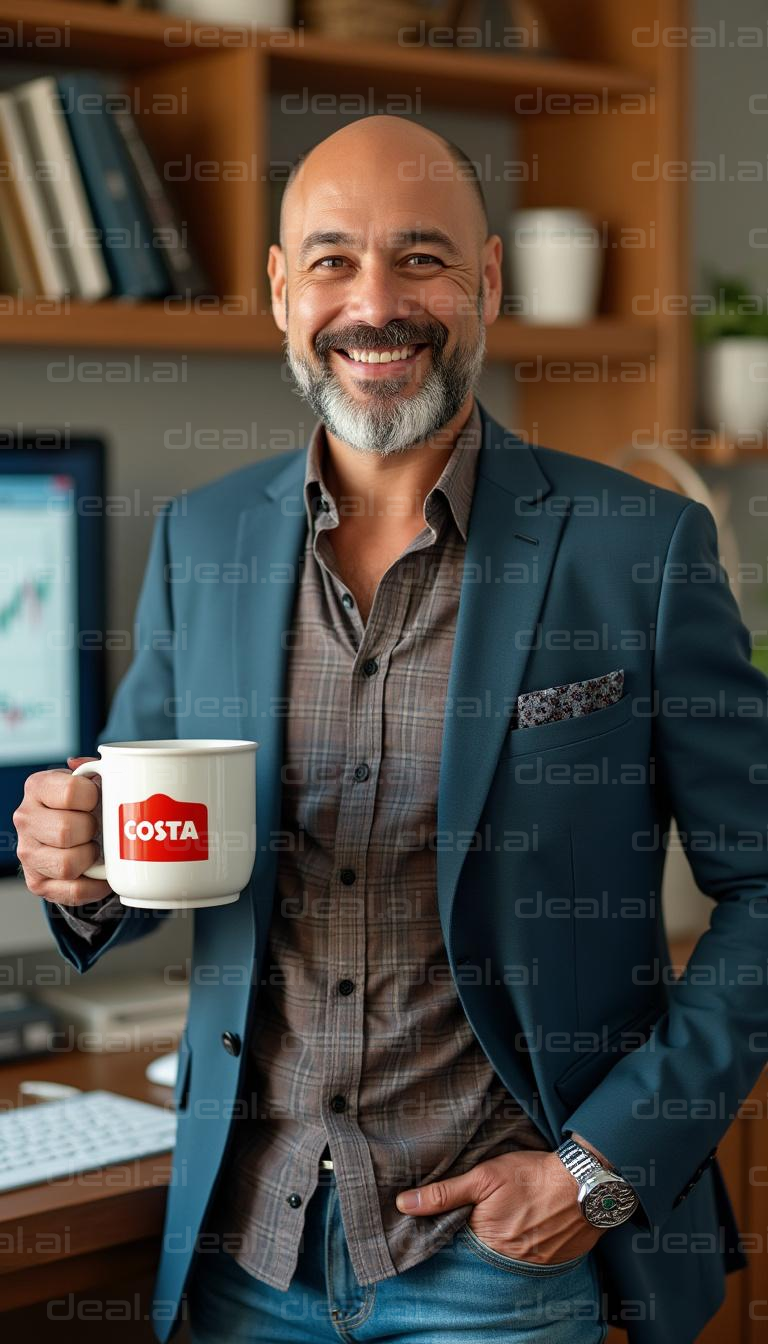 Smiling Professional with Costa Coffee