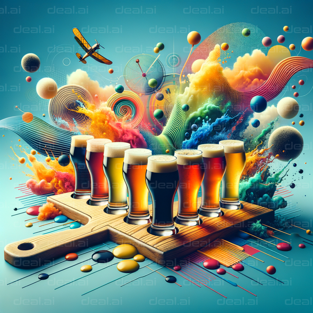 Colorful Beer Flight with Psychedelic Art