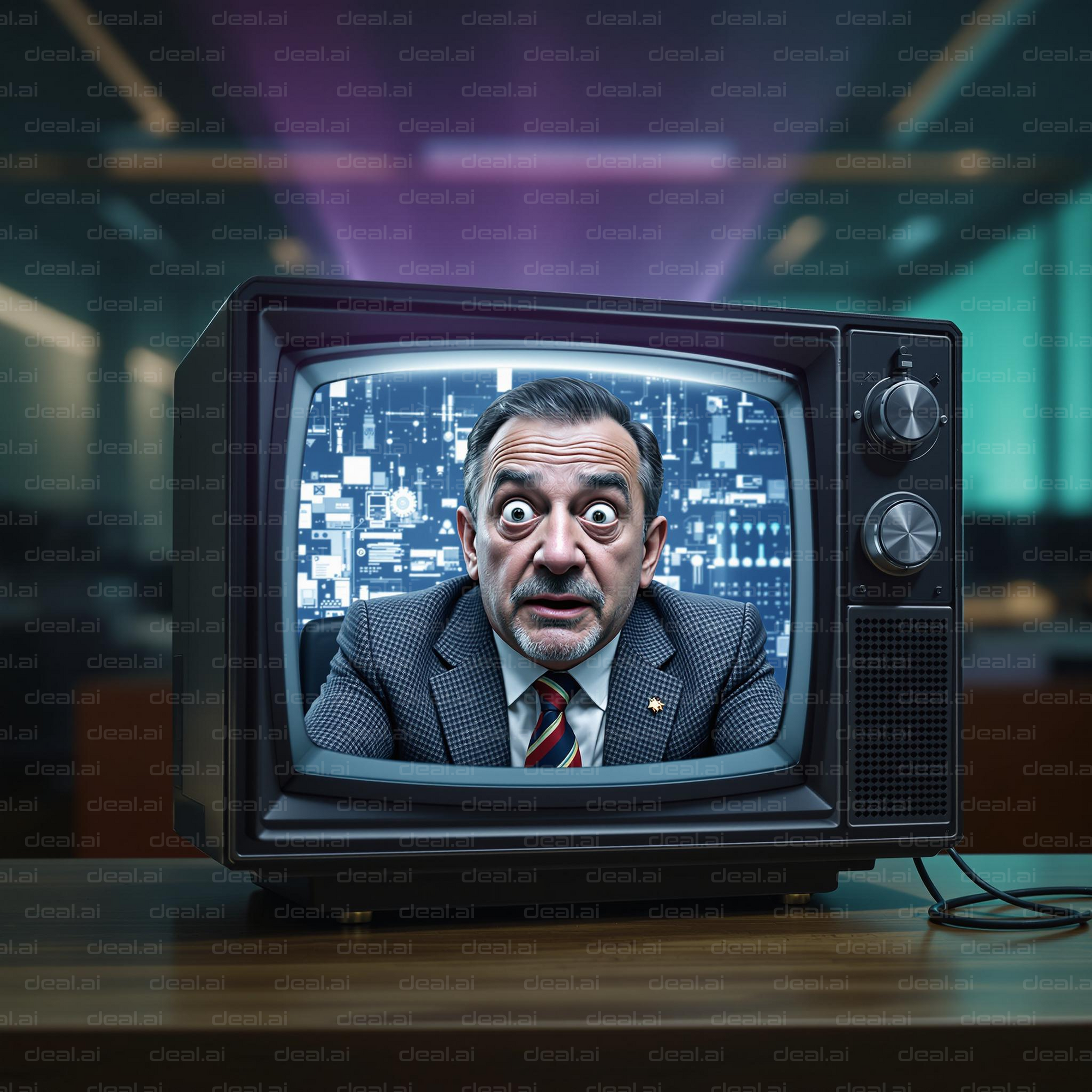 Surprised Man on TV Screen
