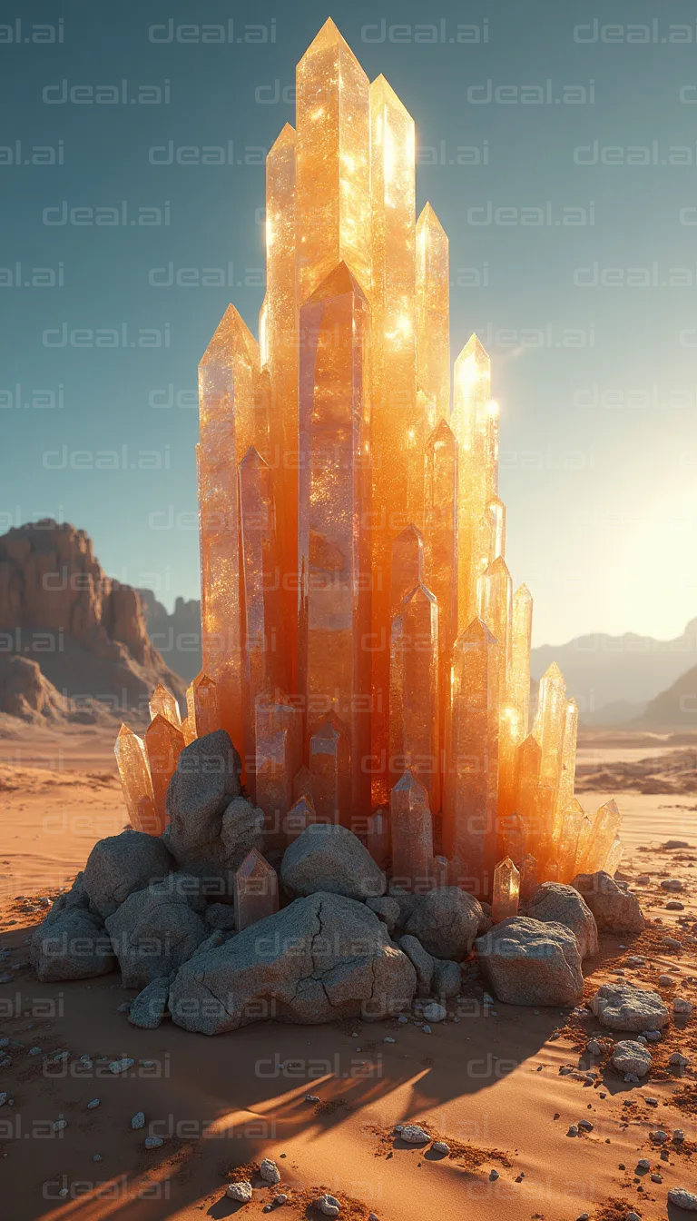 "Glowing Crystal Formation in Desert"