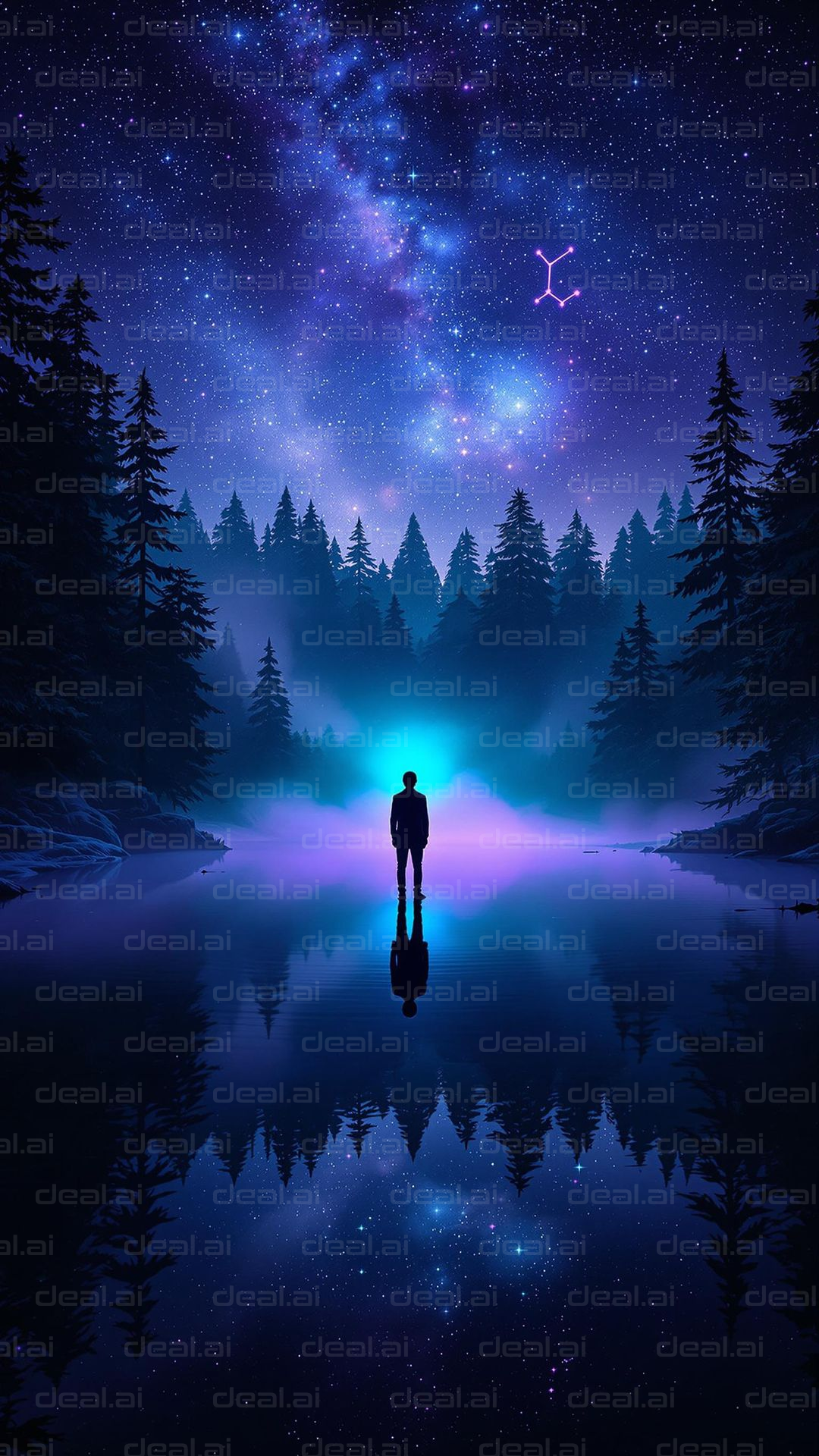 Stargazing by the Misty Lake