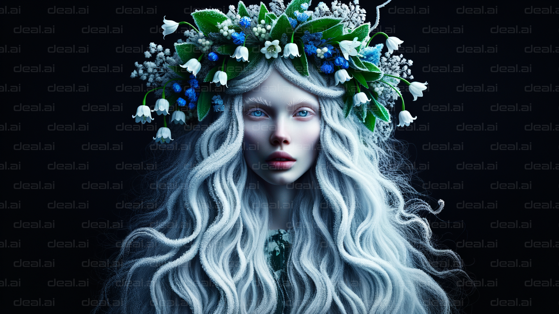 Frosty Elegance: Lady with Floral Crown