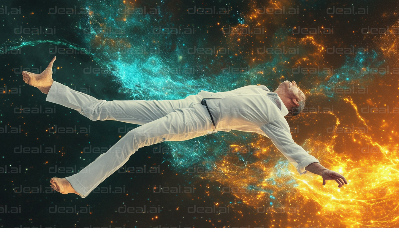 Man Floating in Cosmic Dreamscape