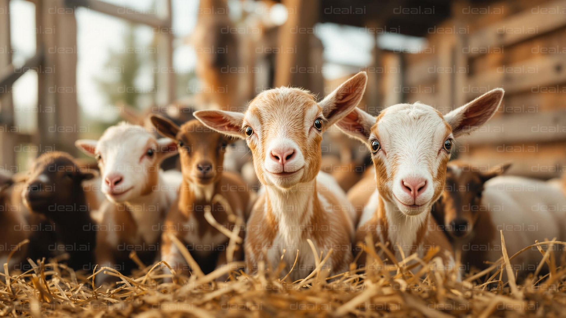 Curious Baby Goats Together