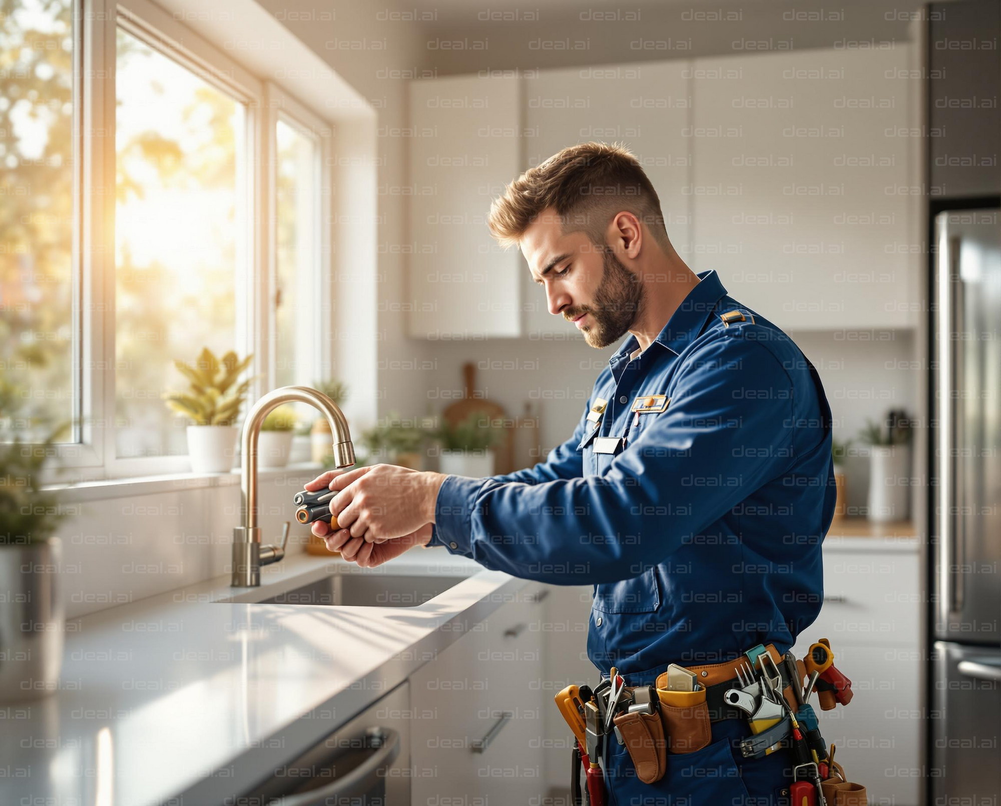 Plumber Fixes Kitchen Faucet