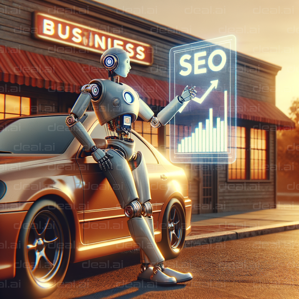 "Robot Analyzing SEO Outside Business"