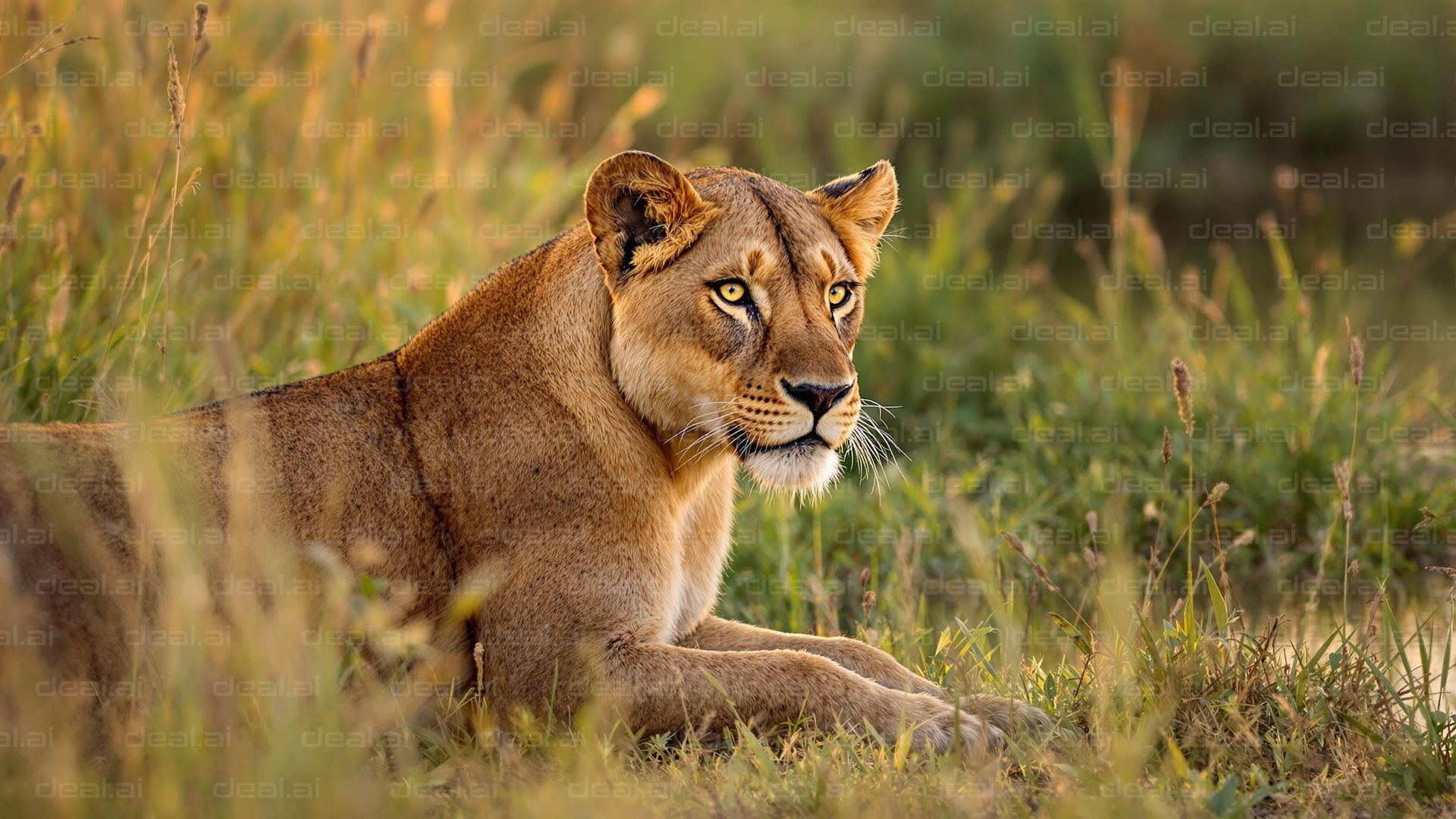 Lioness Resting in the Grasslands