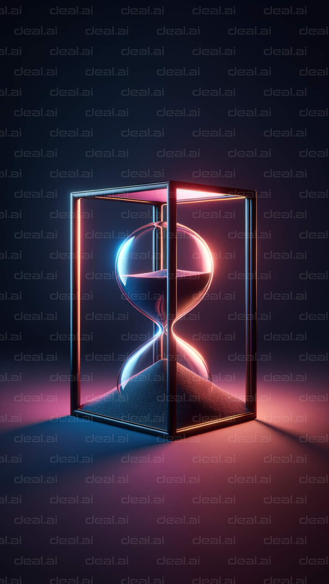 Glowing Hourglass in Neon Light