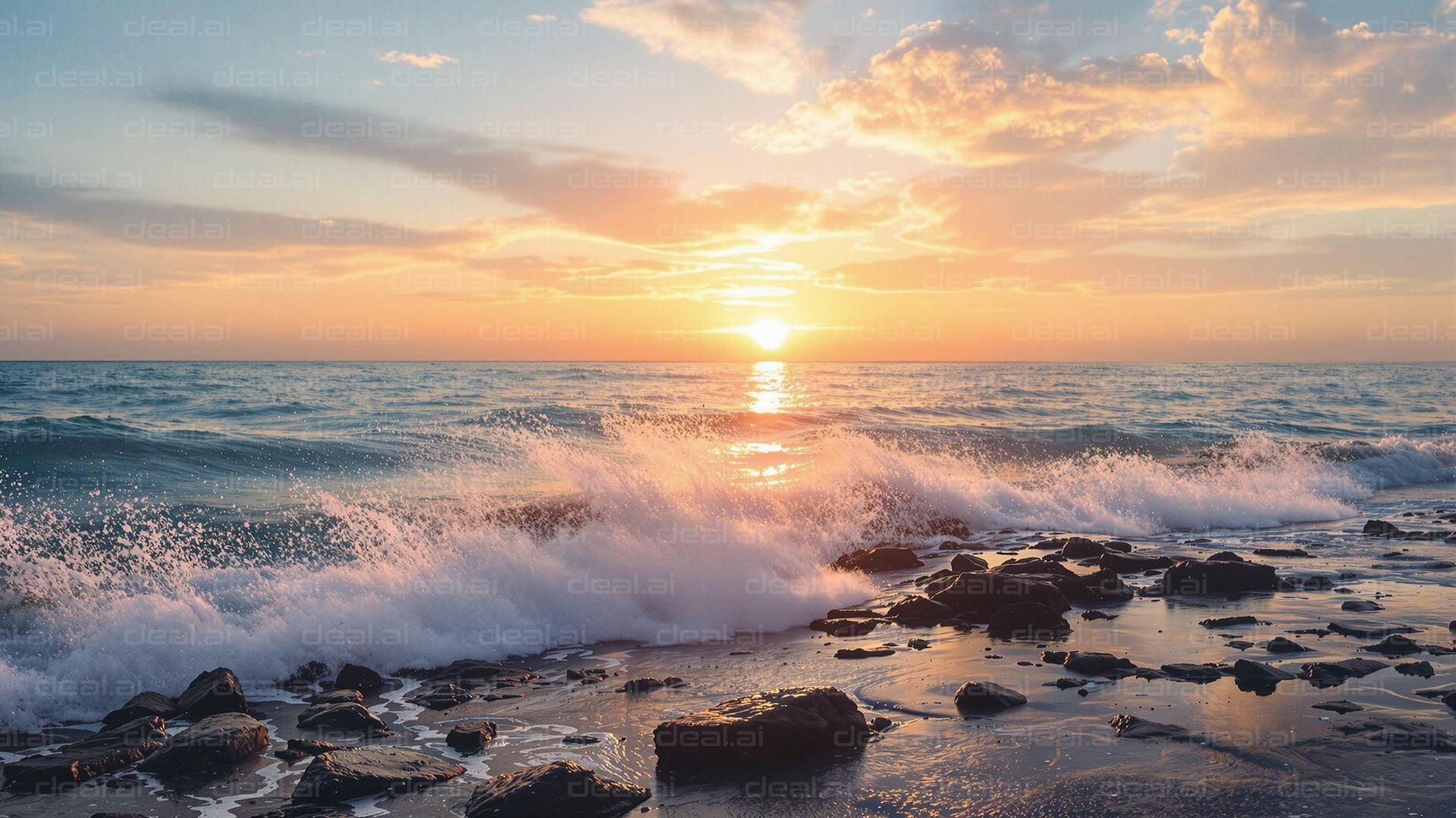 Waves at Sunset Bliss