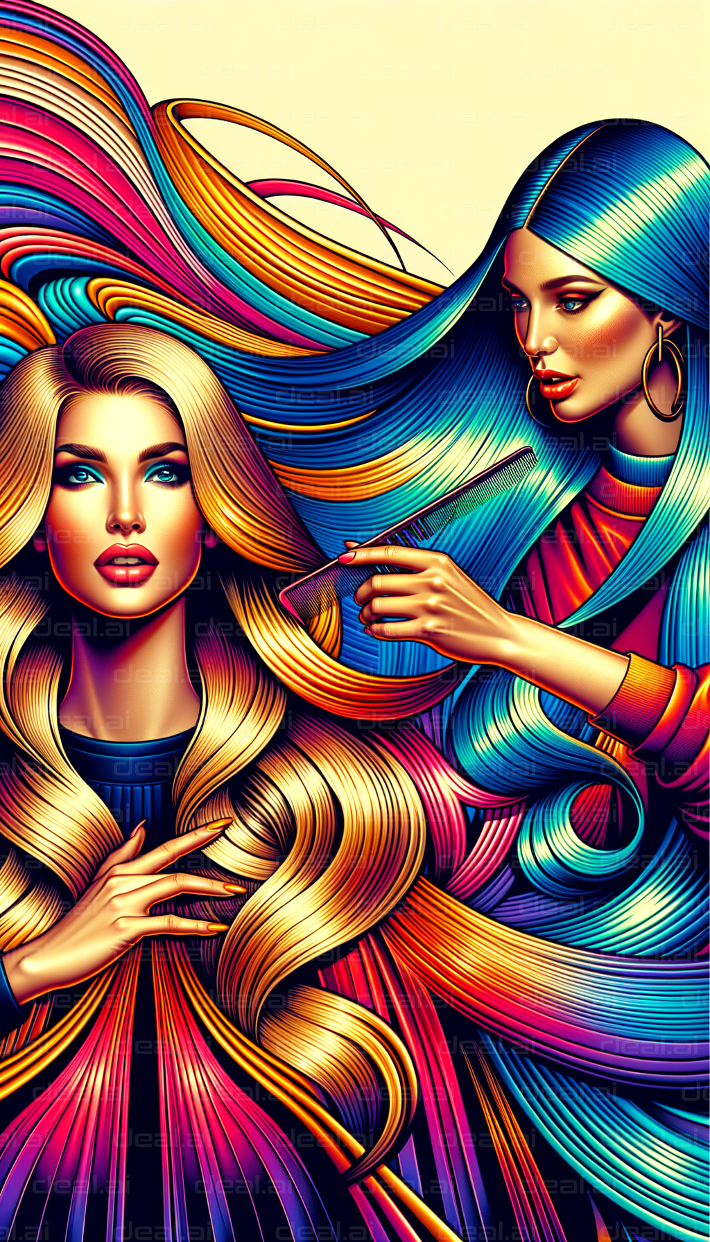 "Vibrant Hair Styling Art"