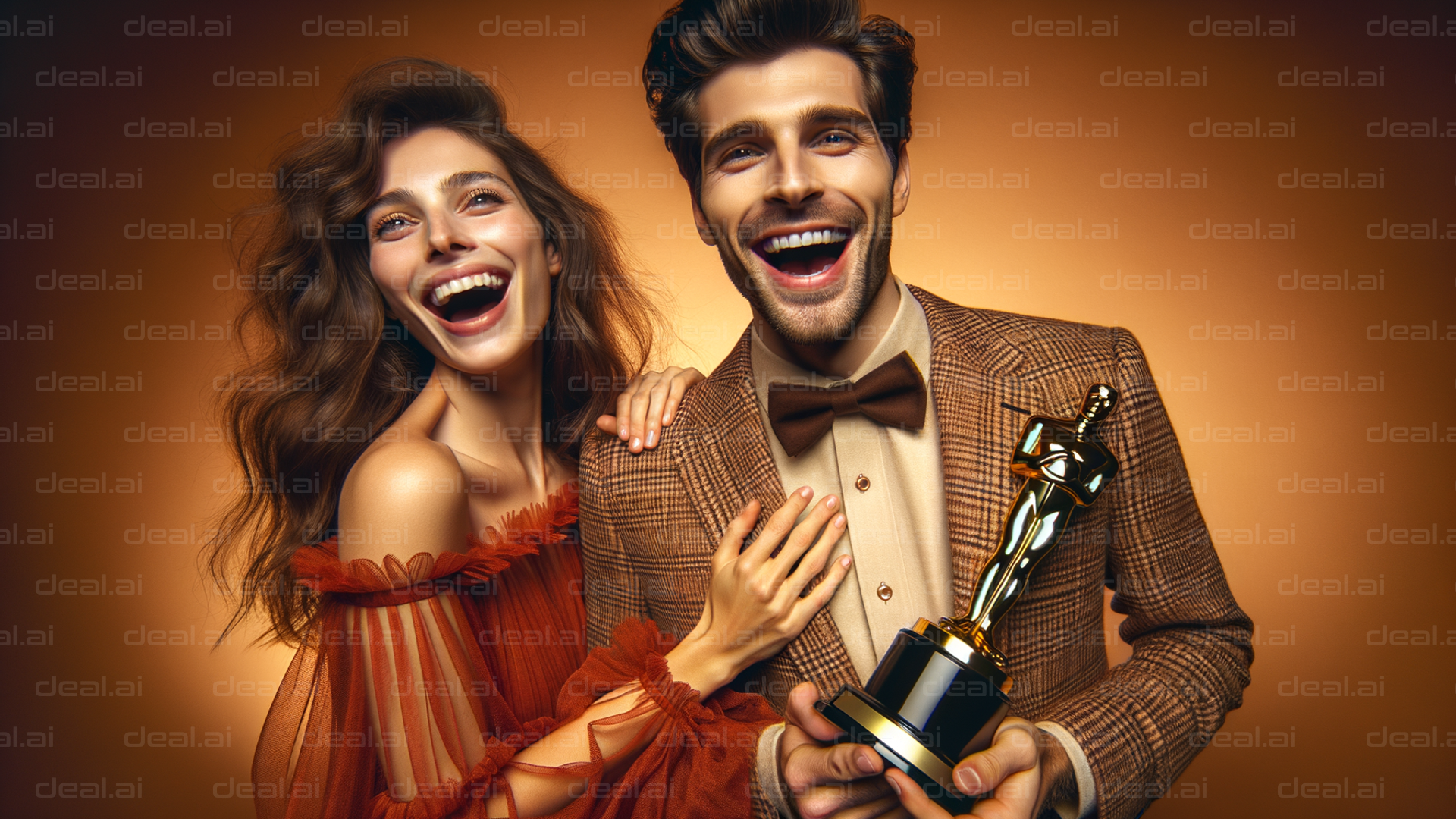 "Joyful Celebration with Trophy"