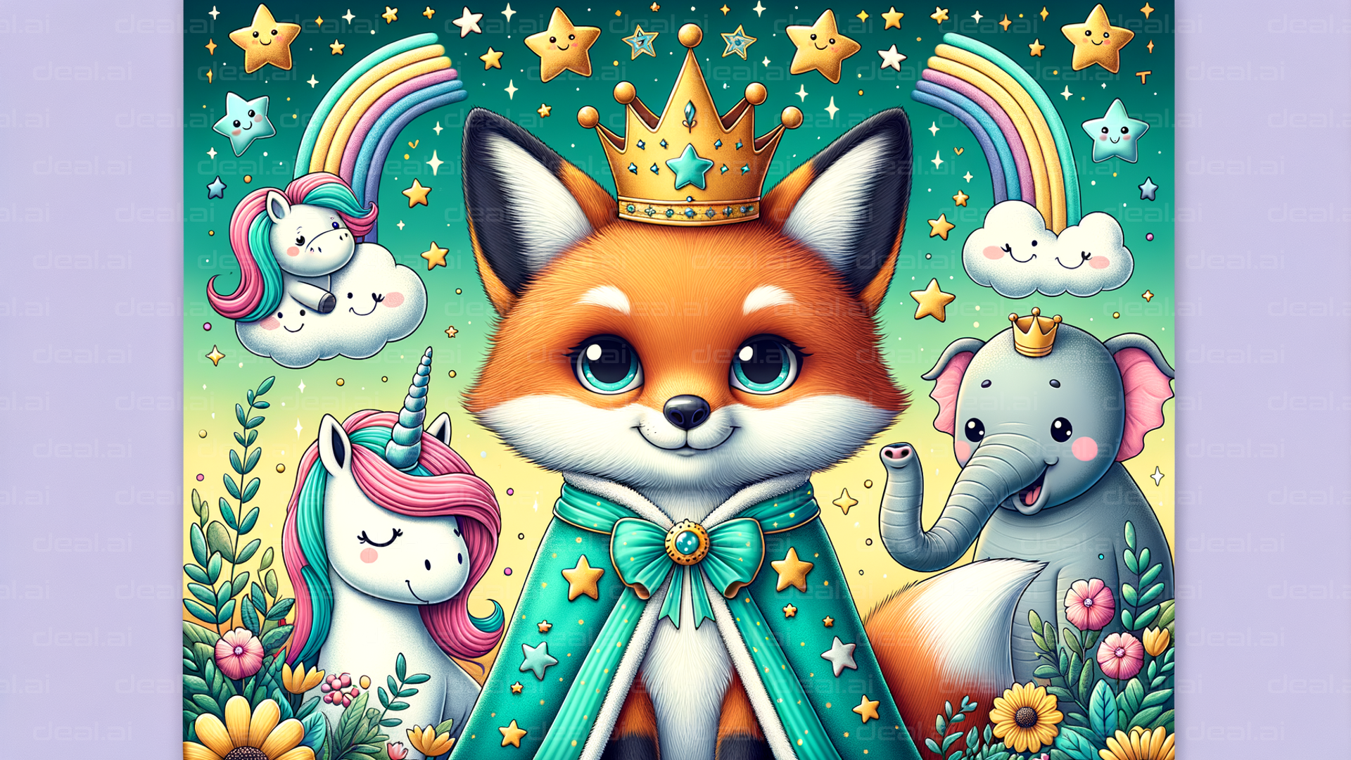 Royal Fox and Friends Fantasy Scene