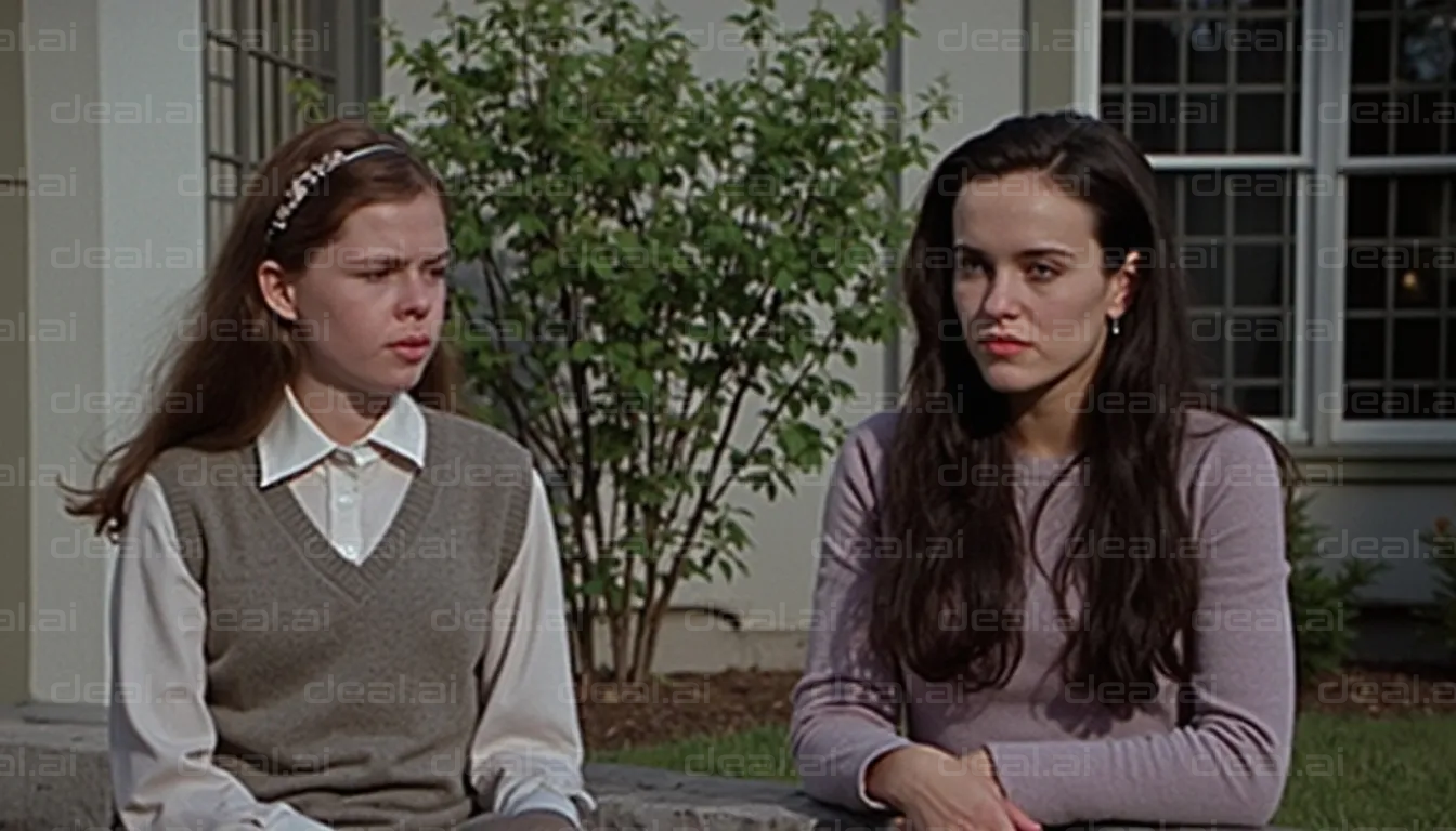 Two Girls Sitting on a Concrete Ledge