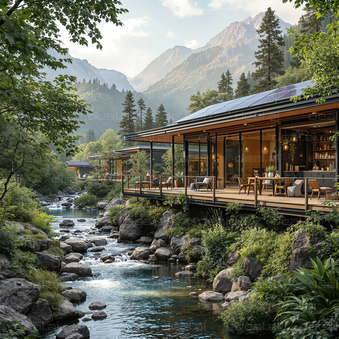 Mountain Retreat by the Stream