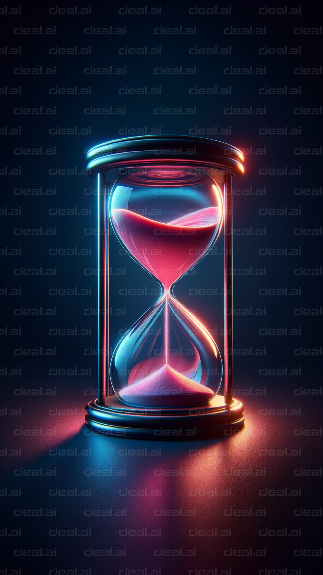 "Neon Hourglass: Time's Flow"