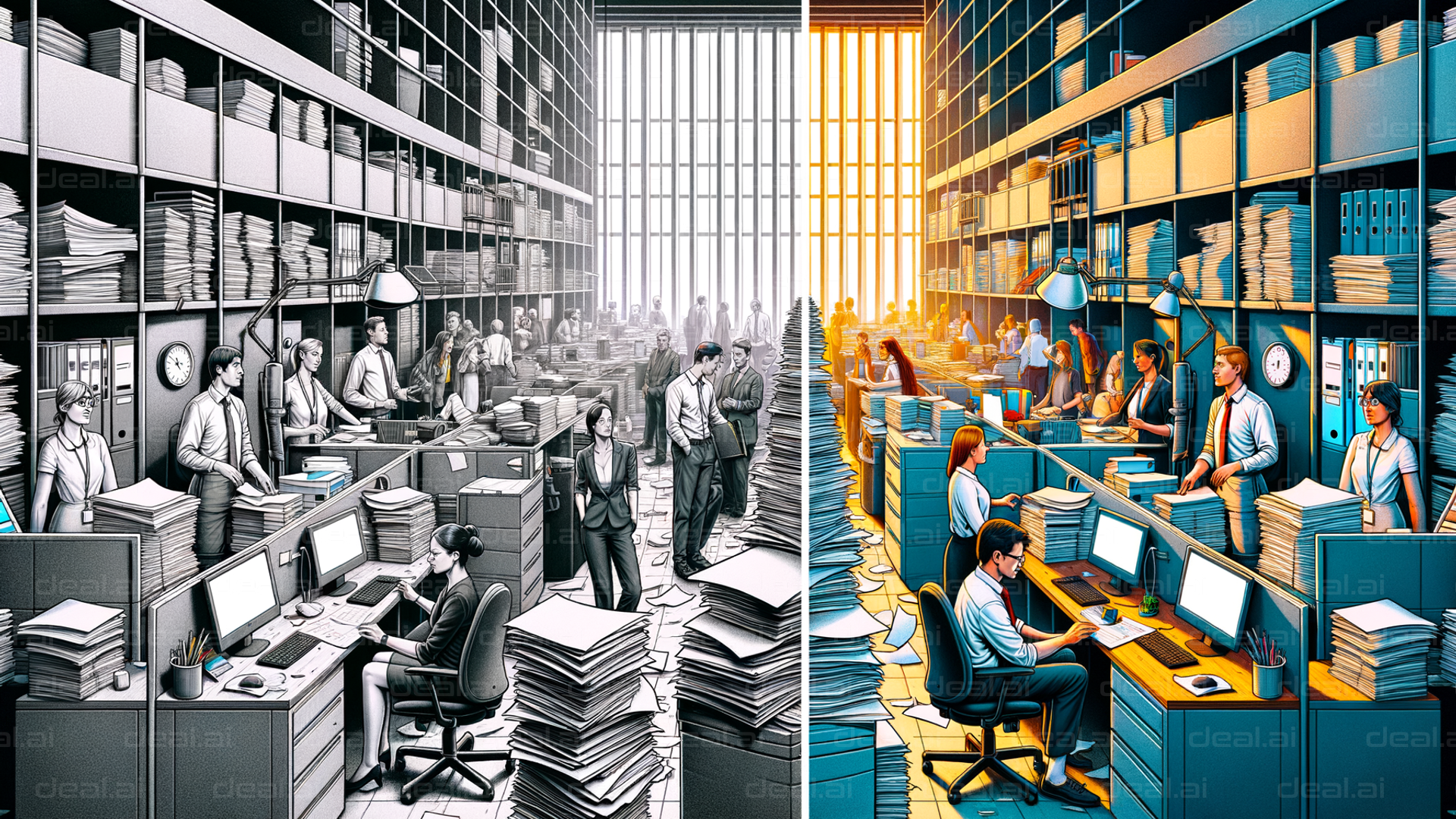 "Office Life: Then and Now"