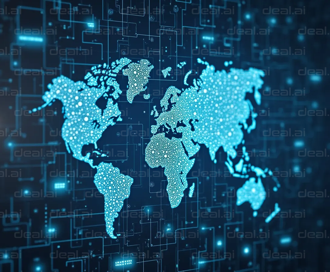 Digital World Map Network Visualization