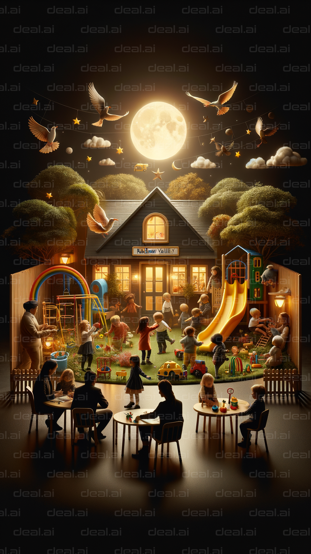 "Whimsical Night at Kids' Playground"