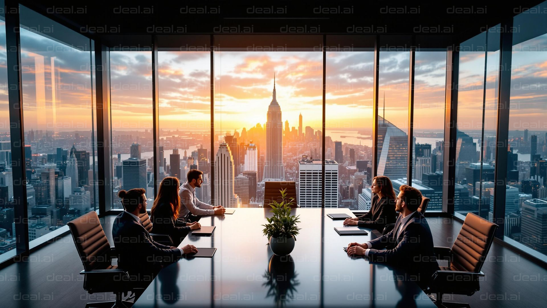 Skyline Meeting at Sunset