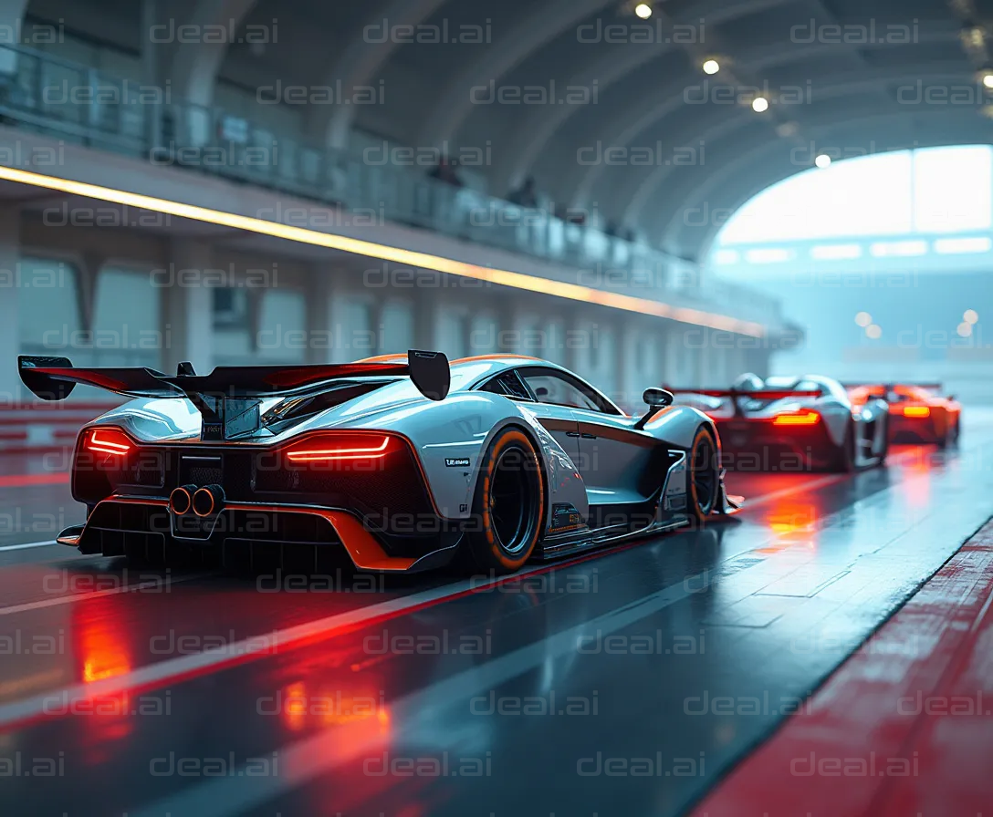 "Supercars Lined Up for Race"