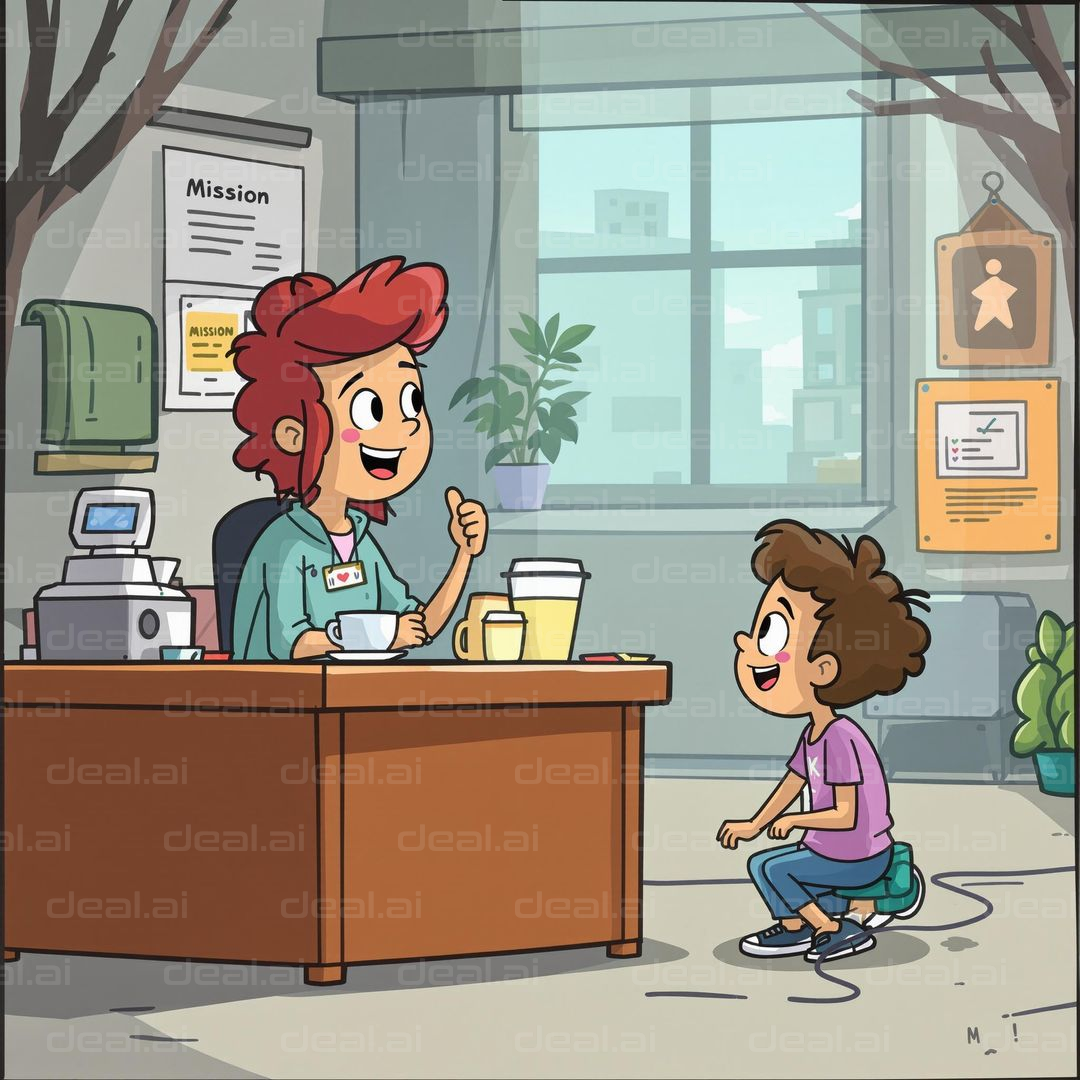 Office Chat with Cheerful Characters