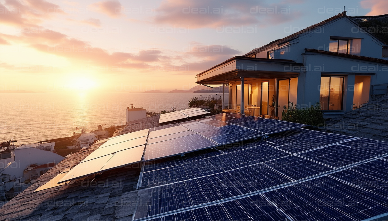 Sunset Over Solar-Powered Seaside Home