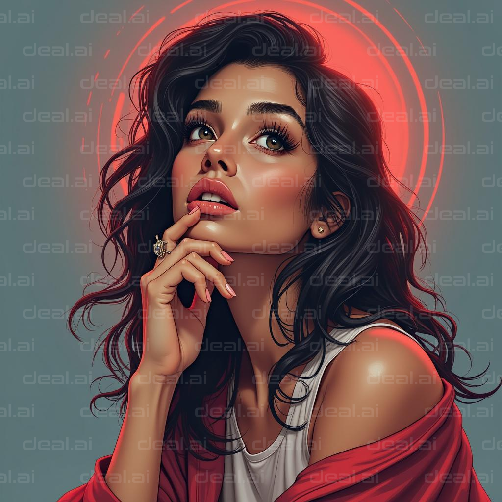 "Ethereal Beauty in Red Glow"