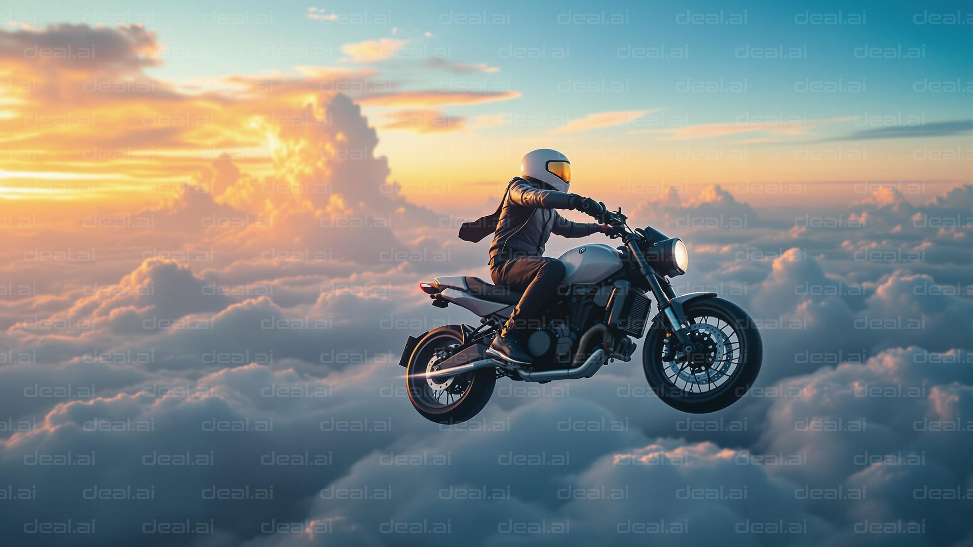 Biker Riding Above the Clouds