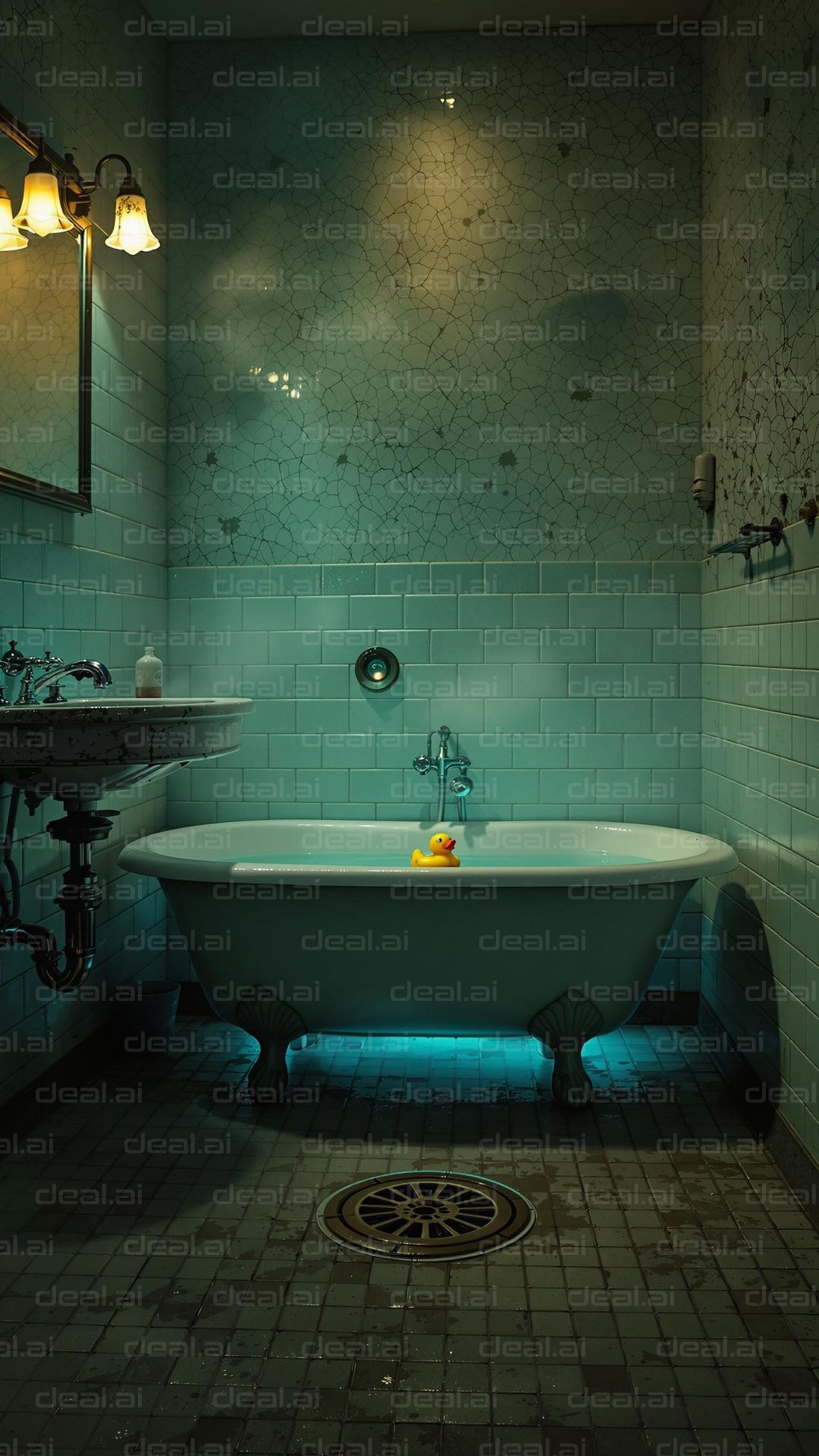 Vintage Bath with Rubber Duck Charm