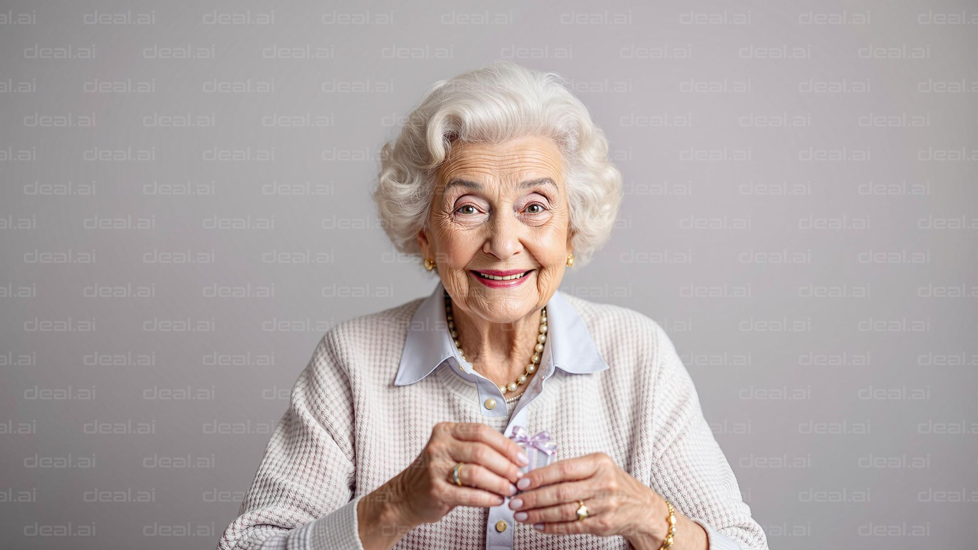 Smiling Woman with Small Gift Box