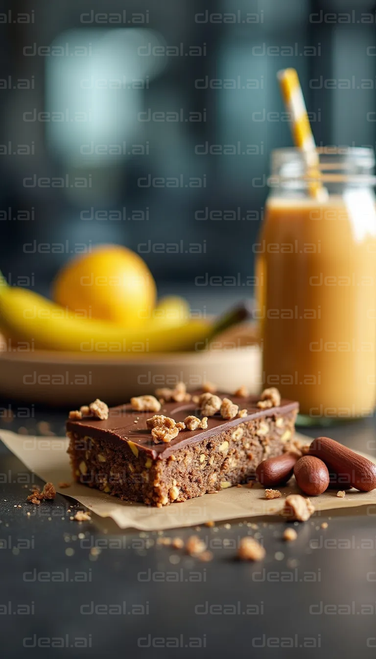 Chocolate Snack with Smoothie and Fruits