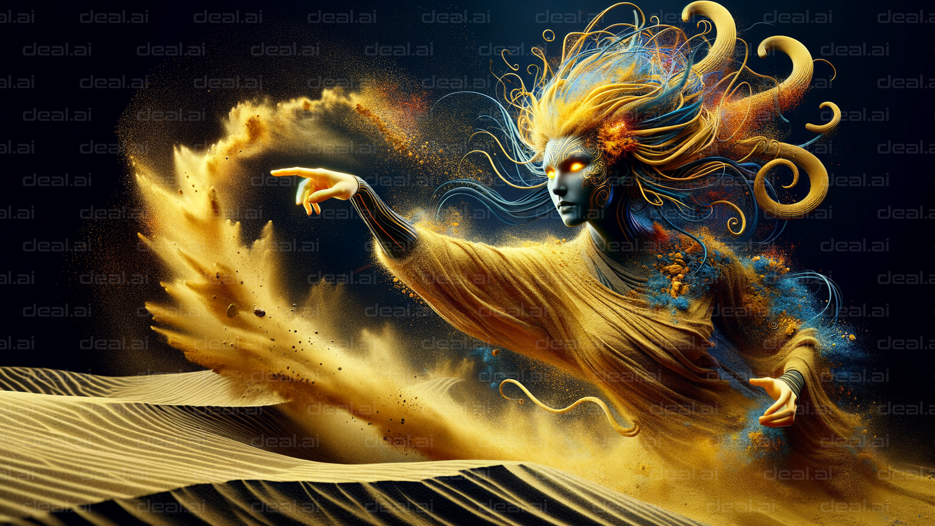 "Desert Sorceress Conjures Sandstorm"