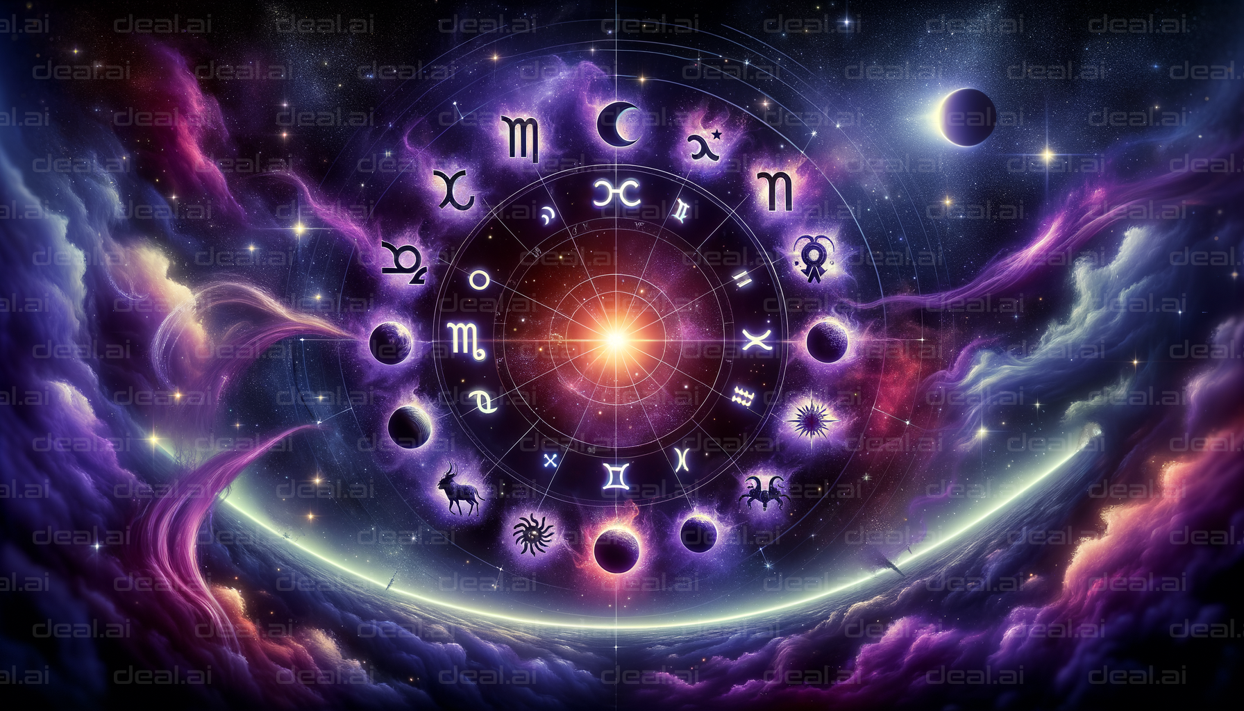 Cosmic Zodiac Wheel in Vivid Colors