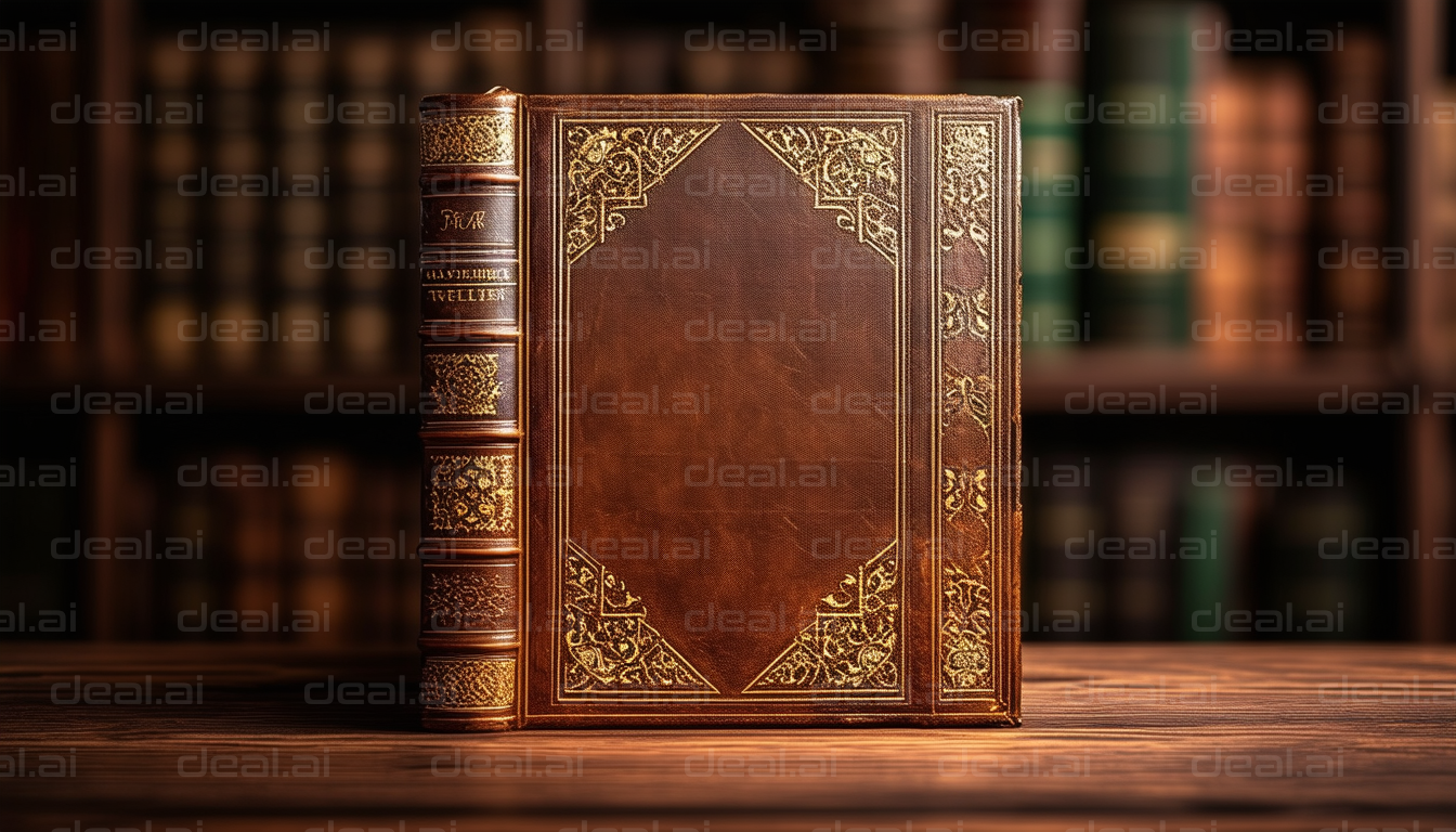 Antique Leather-Bound Book in Library