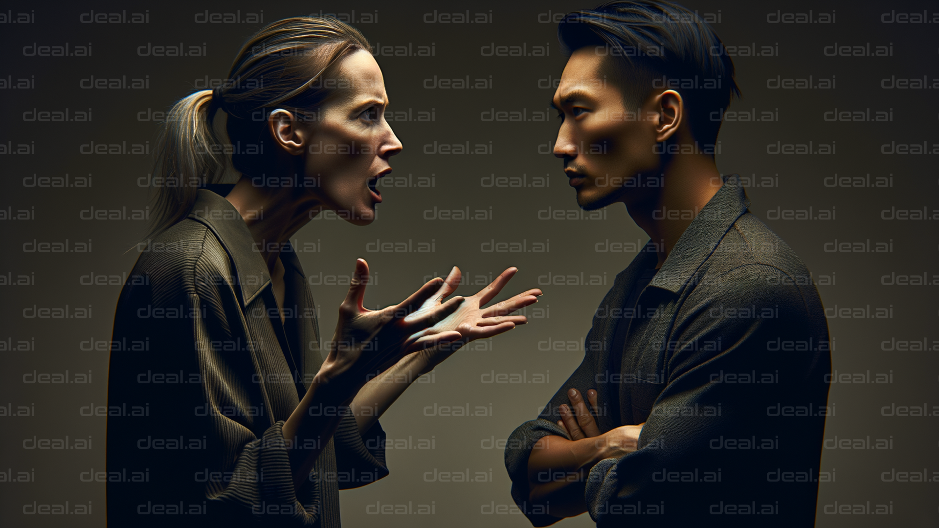 Heated Argument in Dimly Lit Room