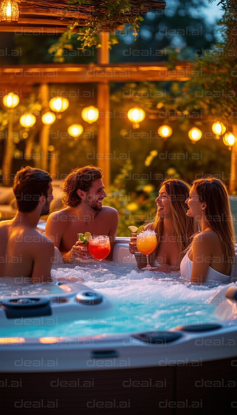 Hot Tub Party with Refreshing Drinks