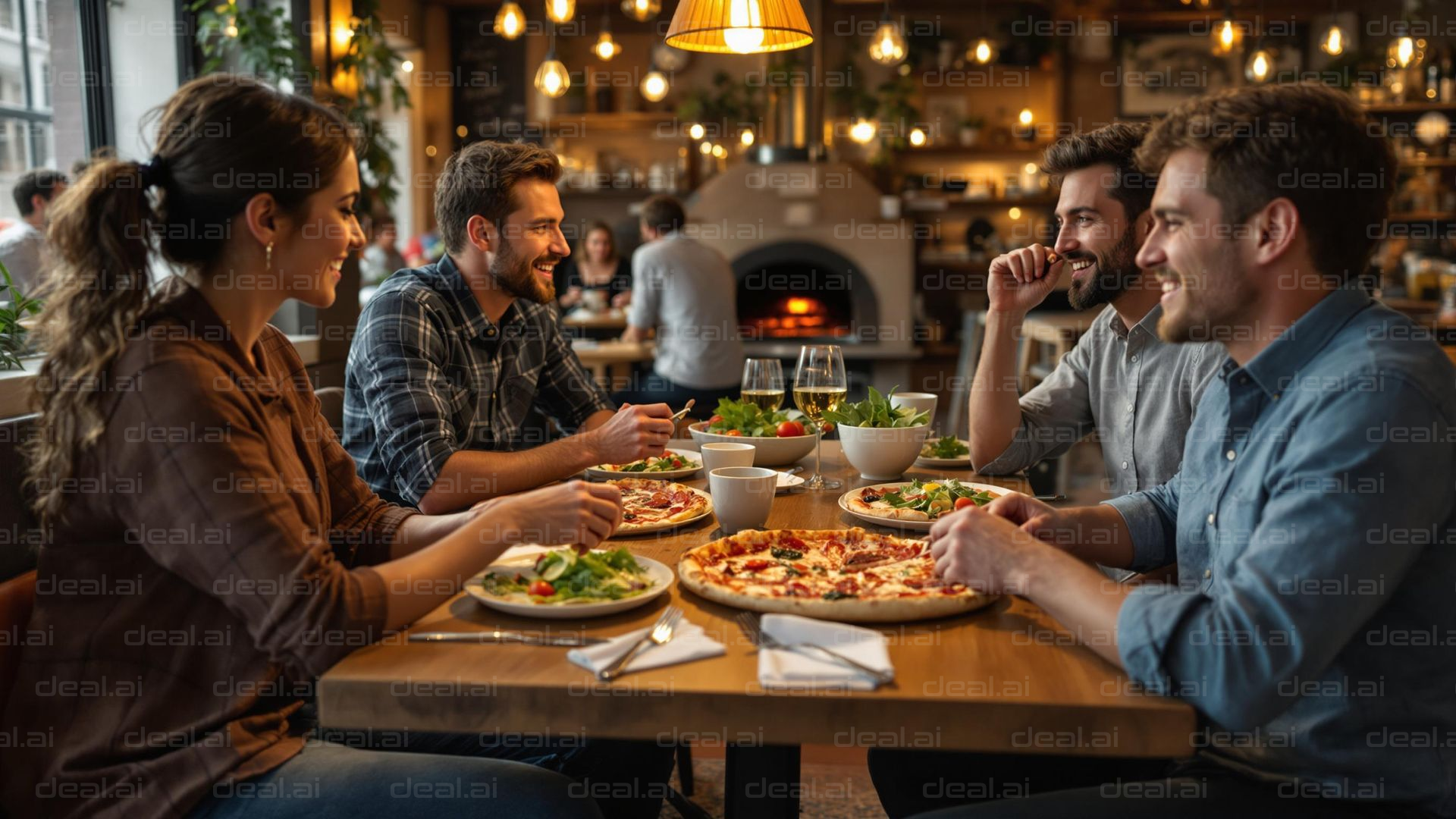 Dinner with Friends in Cozy Restaurant