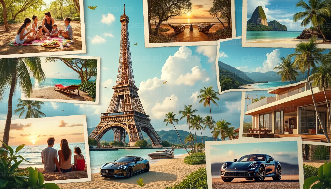 "Dream Vacation Collage Scene"