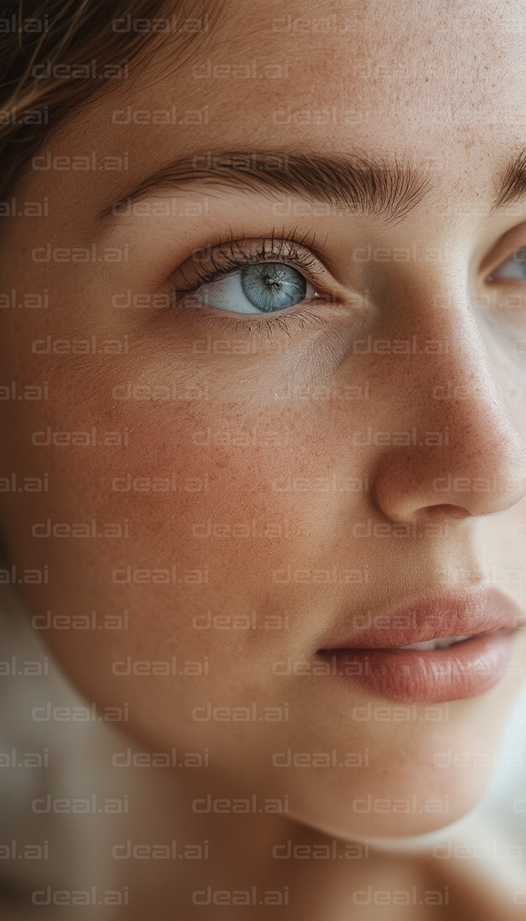 Close-Up of Blue Eyes and Freckles