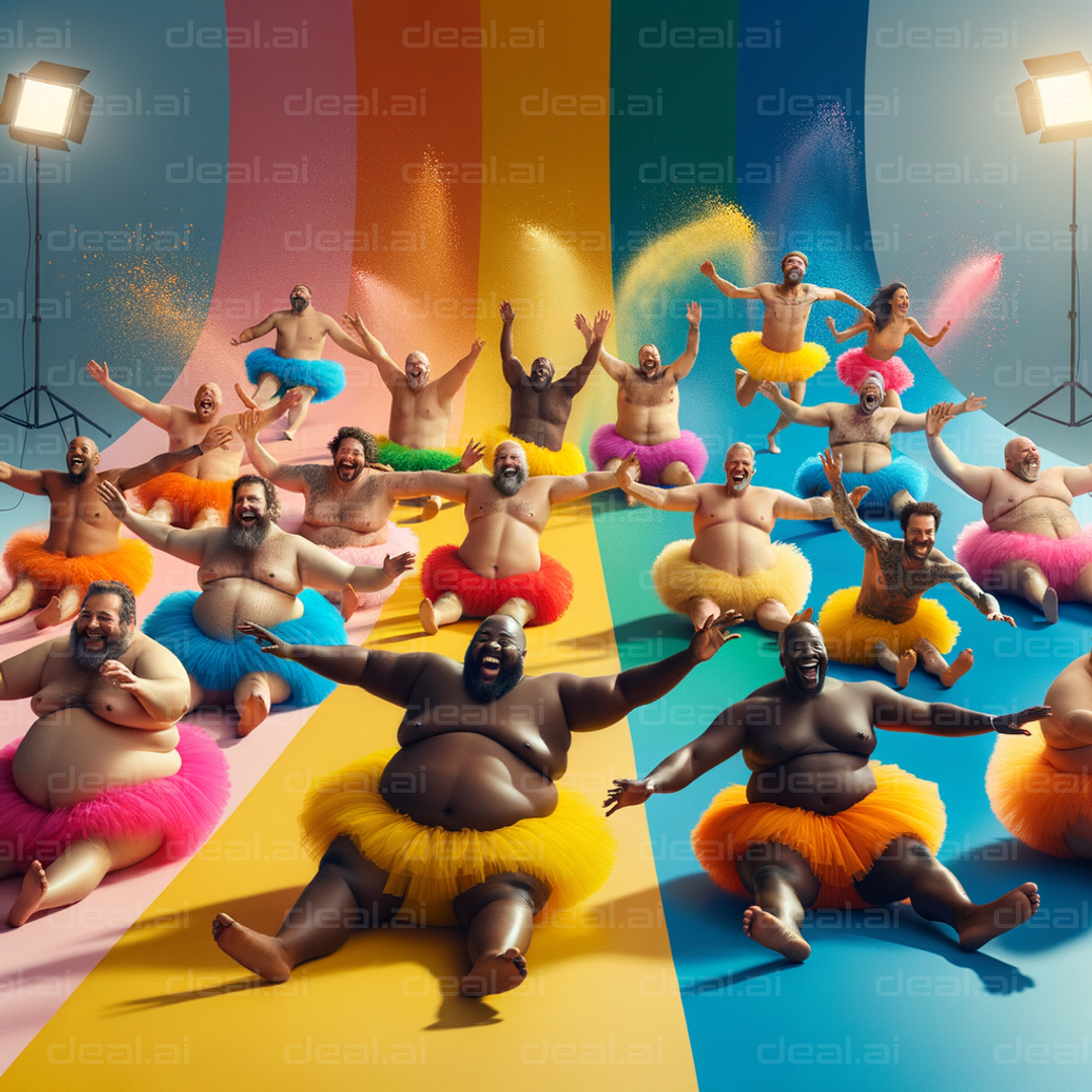 "Joyful Dance in Rainbow Tutus"