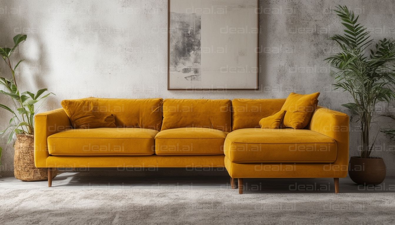 Bright Yellow Sofa in Modern Living Room