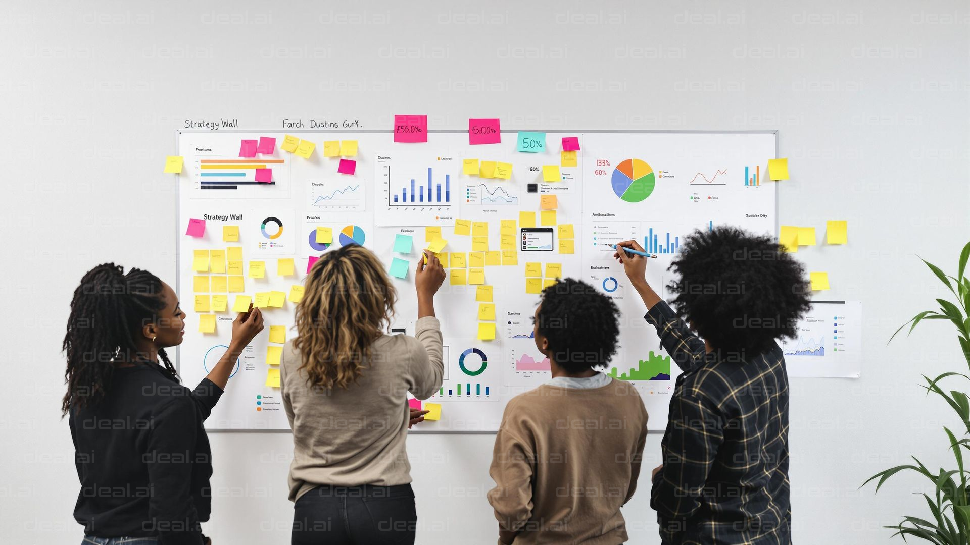Team Collaborating on Strategy Wall