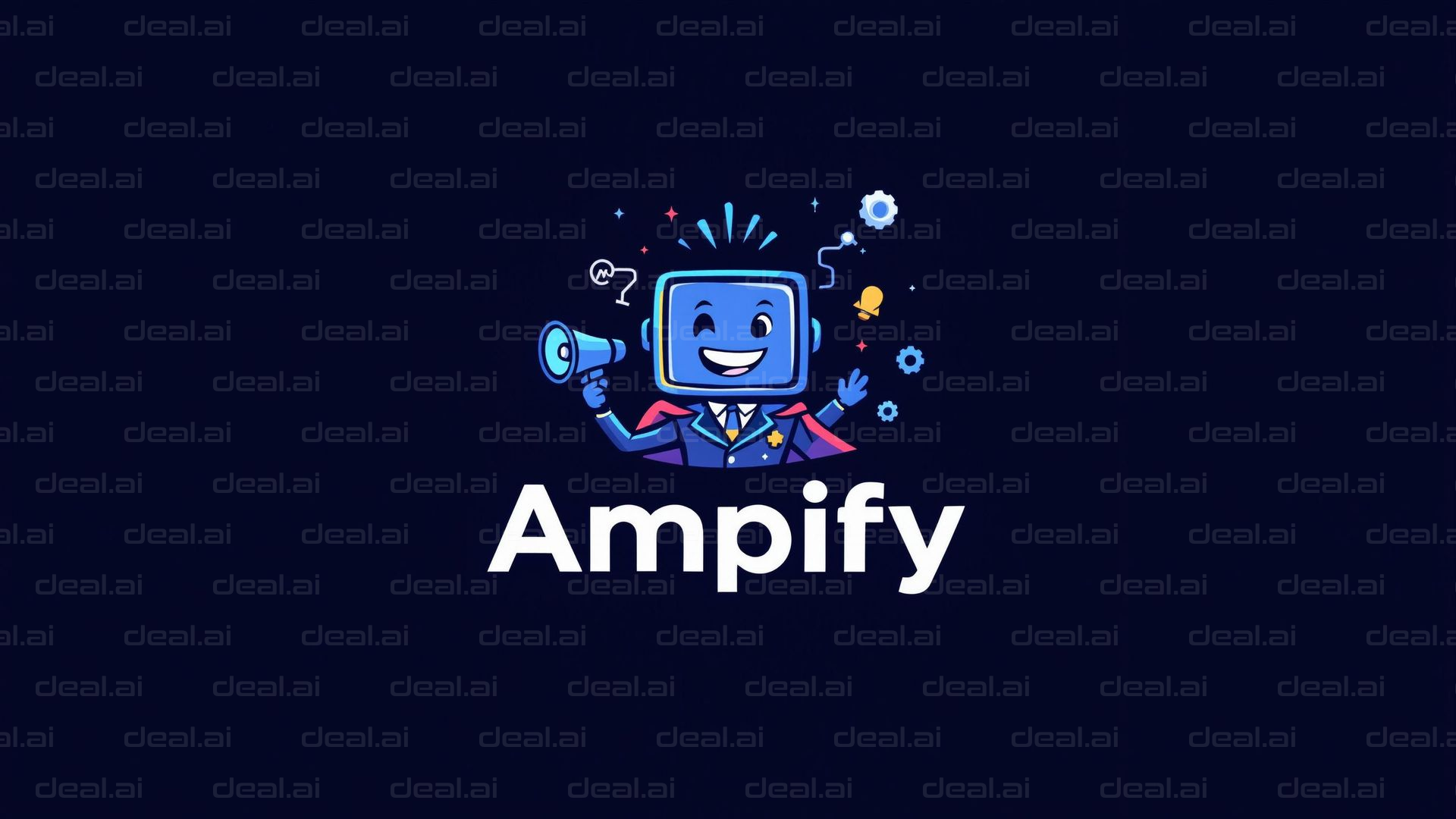 "Cheerful Tech Mascot Amplify"
