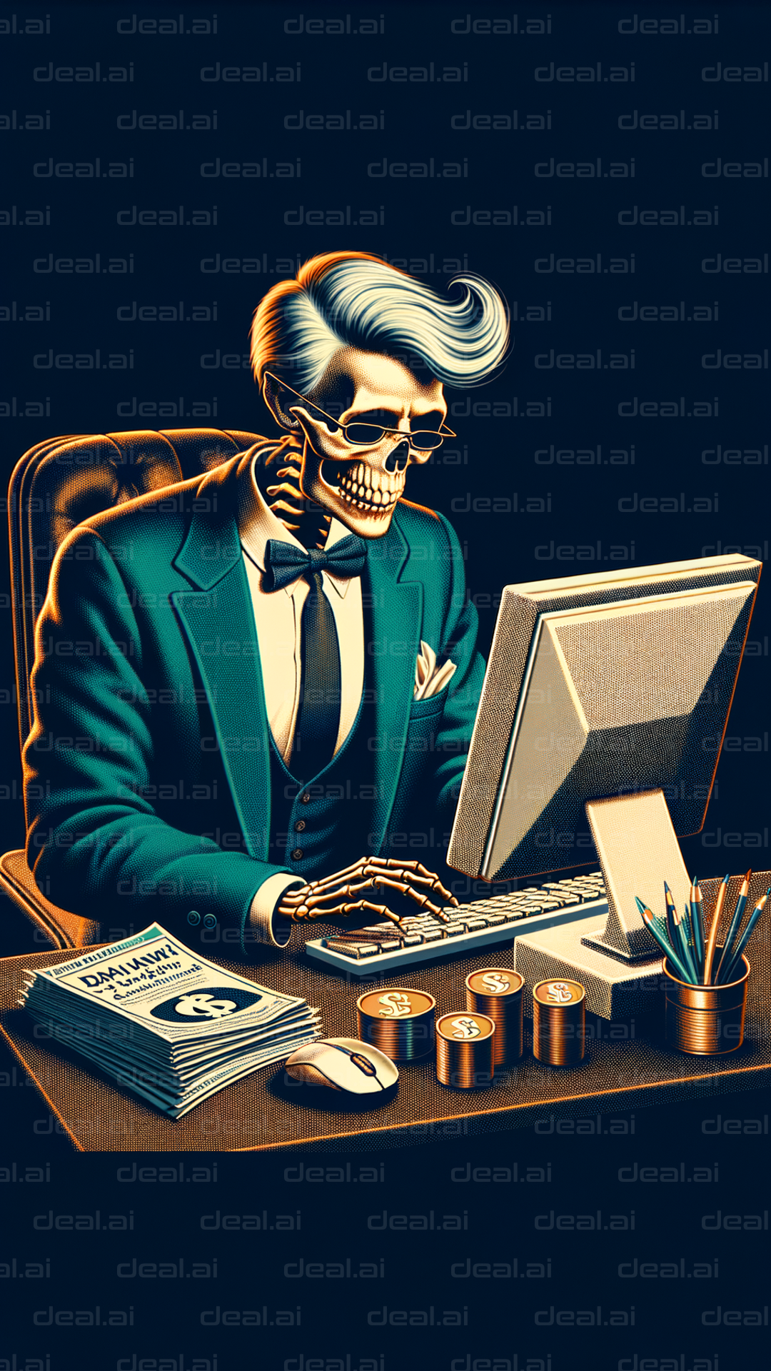 "Spooky Business: A Skeleton at Work"