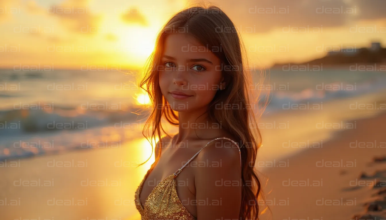 "Golden Hour Beach Portrait"