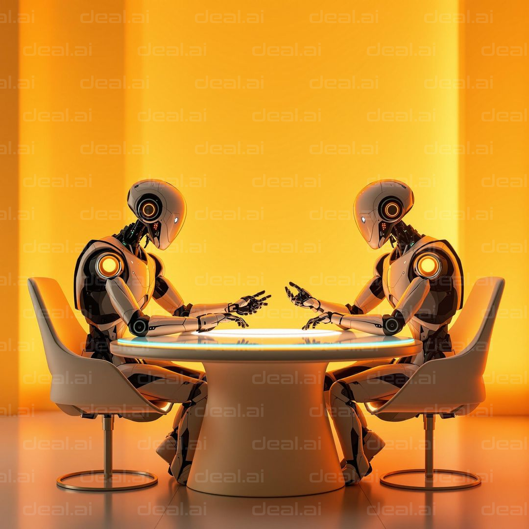 Robots Engaged in Futuristic Meeting