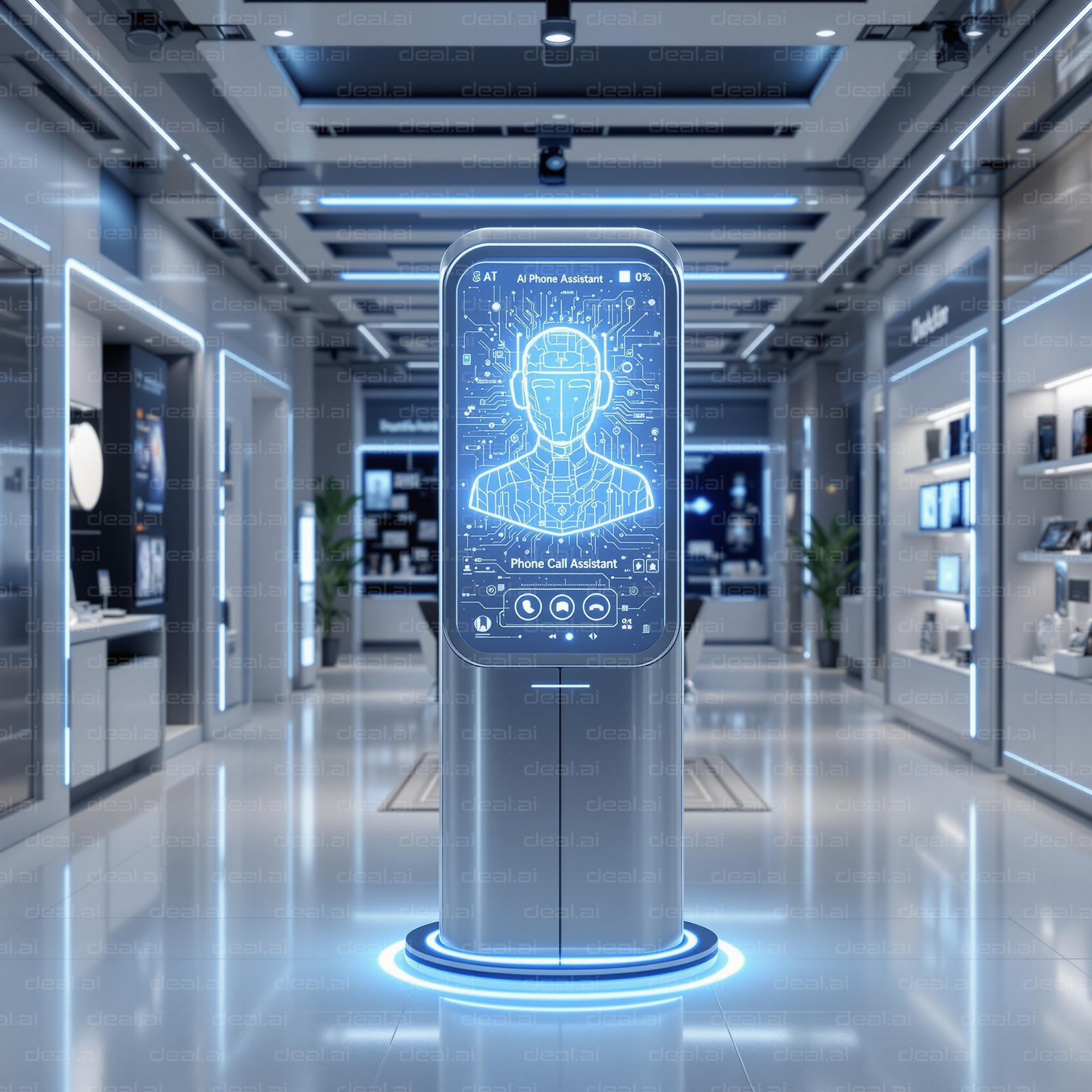 Futuristic AI Phone Assistant Display