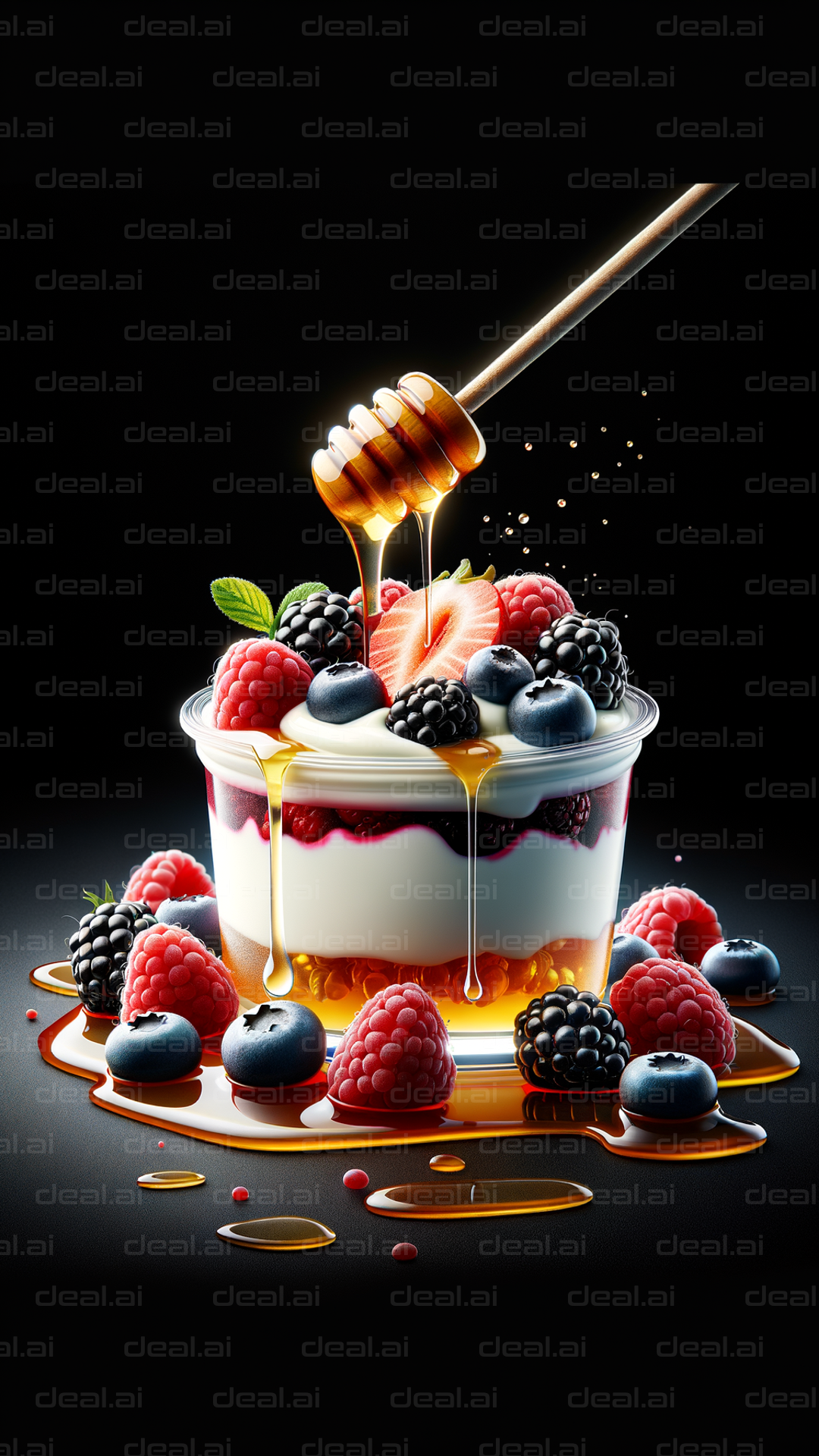 Berry Yogurt with Honey Drizzle