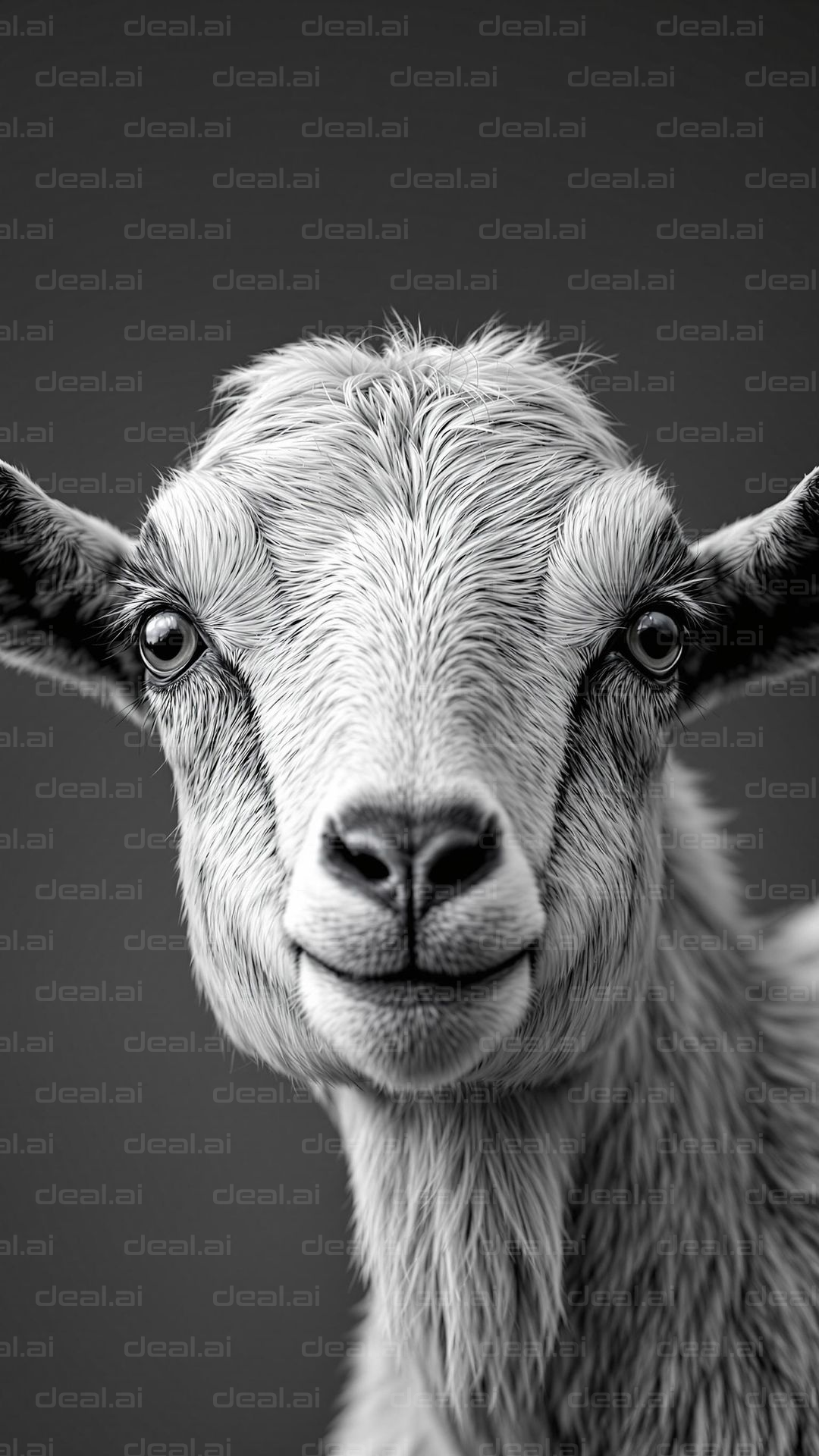 Smiling Goat in Black and White